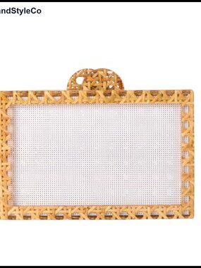 Acrylic Rattan Woven Pattern Square Box Crossbody Shoulder Bag Chain Purse